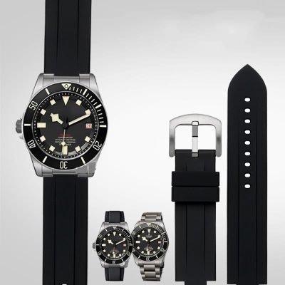 ☞℡☒ 22 มม. สายรัดข้อมือยางสำหรับ Tudorl Pelagos Tomahawk 25500 25600 สร้อยข้อมือซิลิโคนกันน้ำกีฬากลางแจ้ง Watchband