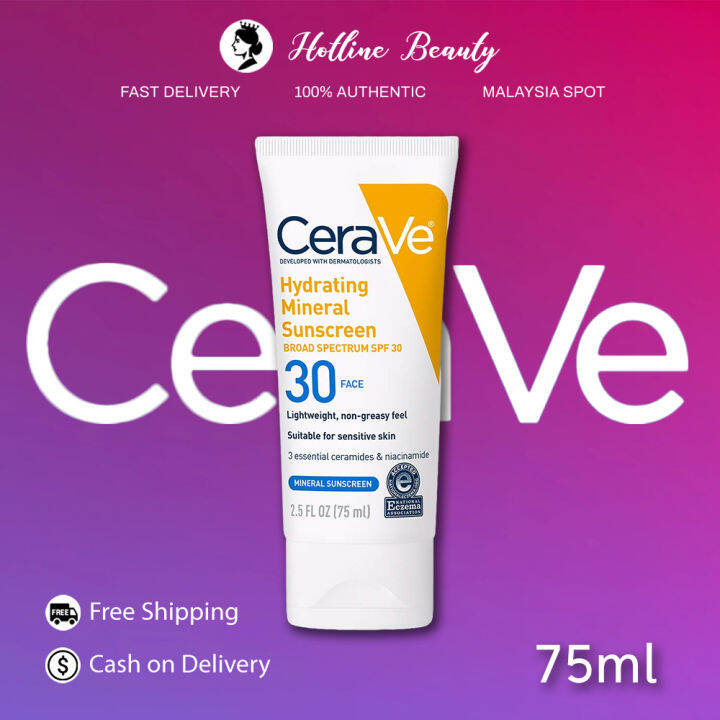 【Malaysia Spot】CeraVe Hydrating Cleanser Mineral Sunscreen SPF 30