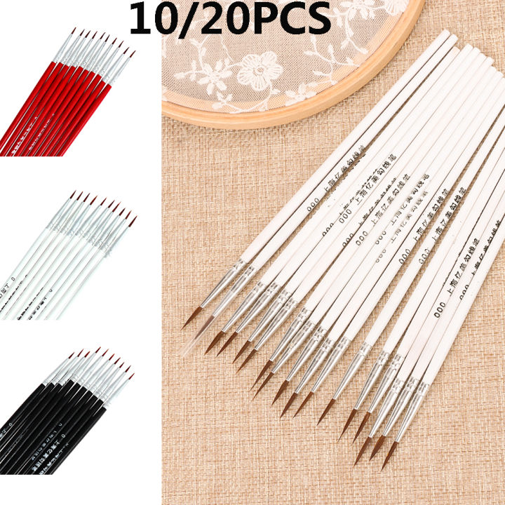 sr2n-10-20pcs-ผอม-อะคริลิค-ไนลอน-อุปกรณ์ศิลปะ-แปรงทาสี-การวาดภาพ-ปากกาสายเบ็ด-สี