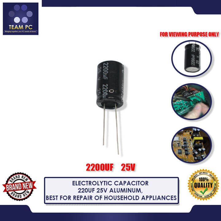 ELECTROLYTIC CAPACITOR 220UF 25V ALUMINUM, BEST FOR REPAIR OF HOUSEHOLD
