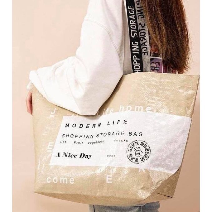 พร้อมส่ง-กระเป๋าช้อปปิ้ง-shopping-bag-ถุงช้อปปิ้ง-กระเป๋ากระสอบ-กระเป๋ากันน้ำ-กระเป๋าเกาหลี-กระเป๋า-กระเป๋าจ่ายตลาด