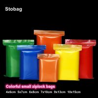 StoBag 100pcs Color Transparent PE Plastic Packaging Ziplock Bags Small Waterproof Sealed Thick Pouches Jewelry Organizer Logo