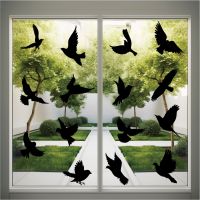 【LZ】✵﹍  Estático Hummingbird Window Adesivos preto adsorção não adesiva decoração de janela pássaro de advertência anti-colisão PVC vidro adesivos