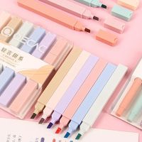 【cw】 6pcs Brief Pale Color Highlighter Fluorescent Markers Stationery Set Highlighters 【hot】