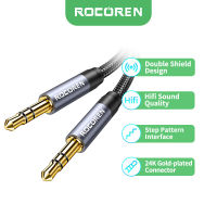 Rocoren แจ็คสายออดิโอแจ็ค3.5มม. แจ็ค3.5มม. ตัวผู้ไปยังตัวผู้สายช่องรับสัญญาณเสียงสำหรับหูฟังโทรศัพท์ในรถยนต์ MP3ลำโพงสายเอยูเอ็กซ์คอมพิวเตอร์5ม.