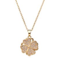 Lucky Four Leaf Clover Necklace Heart Love Titanium Pendant Gold Plated Necklace Good Luck Necklace for Women Girls Gift Fashion Chain Necklaces