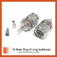 1PC N ชายปลั๊ก RF COAX Connector O-ring BULKHEAD NUT Crimp RG316 RG174 สายตรง Nickelplated ใหม่ขายส่ง