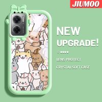 เคส JIUMOO สำหรับ Xiaomi Redmi 10 5G Redmi Note 11E 5G Redmi 11 Prime 5G เคสการ์ตูนน่ารักแมวกระต่ายแฟชั่นซิลิโคนเคสโทรศัพท์แบบใสเคสป้องกันเลนส์กล้องปิศาจน้อยน่ารักกรอบโปร่งใสกันกระแทกนุ่ม