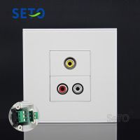 SeTo 86 Type Single Port Red &amp; White Audio + Yellow Audio Panel Wall Plate Socket Keystone Faceplate