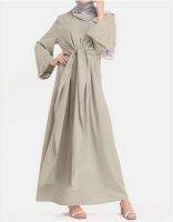 2023 New Beautiful Fashion Solid Color Elegant Simple Muslim Dress Robe