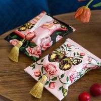 Pack of 2 Velvet Tissue Box Holder Decorative Napkin Paper Facial Tissue Box Cover For Bedroom Bathroom Car Office Rose Design