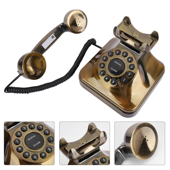 โทรศัพท์บ้านสไตล์วินเทจสีบรอนซ์-โทรศัพท์บ้านสไตล์วินเทจเครื่องเรียกตั้งโต๊ะสำหรับบ้านออฟฟิศ