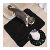 ?พร้อมส่ง?XL ใหญ่ 60 เซ็น แผ่นดักทรายแมว 2ชั้น EVA กันทรายหก น้ำทรายมาใช้ได้ Cat Litter Mat