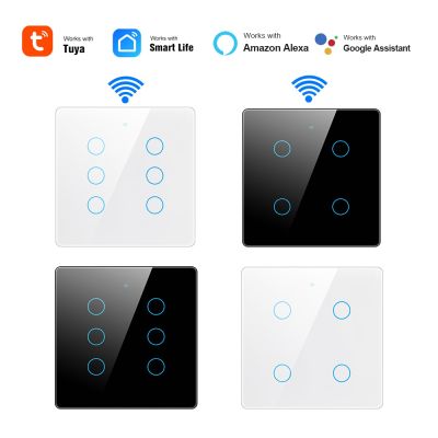 ▫♛▬ Tuya Smart Life Brazil 4x4 Wifi Smart Wall Light Switch Smart Home 1/2/4/6 Gang Touch Switches Interruptor For AlexaGoogle