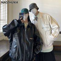 ✵ MAOZHUXIA เสื้อโค้ทหนังคอปกของผู้หญิงสไตล์ญี่ปุ่นอเนกประสงค์เสื้อโค้ทแฟชั่นยอดนิยม