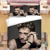 Johnny Hallyday ปลอกหมอนผ้าห่มนวมชุดเครื่องนอนพิมพ์ลาย3D เครื่องนอนคอมฟอร์ตเตอร์ผ้าลินินสำหรับปูเตียงชุดเครื่องนอน