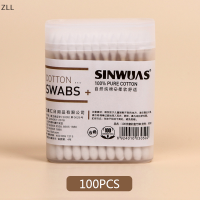 ZLL 100/200PCS disposable Home dual Heads หูทำความสะอาดเครื่องสำอางค์ cotton swabs buds