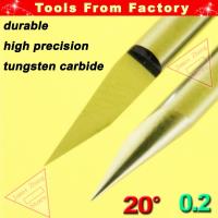 Huhao 10ชิ้น20องศา0.2มม. คาร์ไบด์ Pcb Cnc เราเตอร์เครื่องแกะสลัก V บิต J3.2002