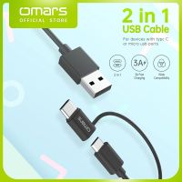 Omars 2 In 1สาย USB ชนิด C,สาย Usb เคเบิลไมโคร Usb ทนทานที่ชาร์จไฟรวดเร็ว USB USB สาย C สำหรับ S10 S20โทรศัพท์มือถือ