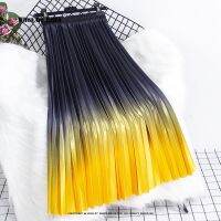 【CC】❆♚  2022 New Fashion Gradient Colorful Skirt VD2621 Elastic Waist Pleated Skirts