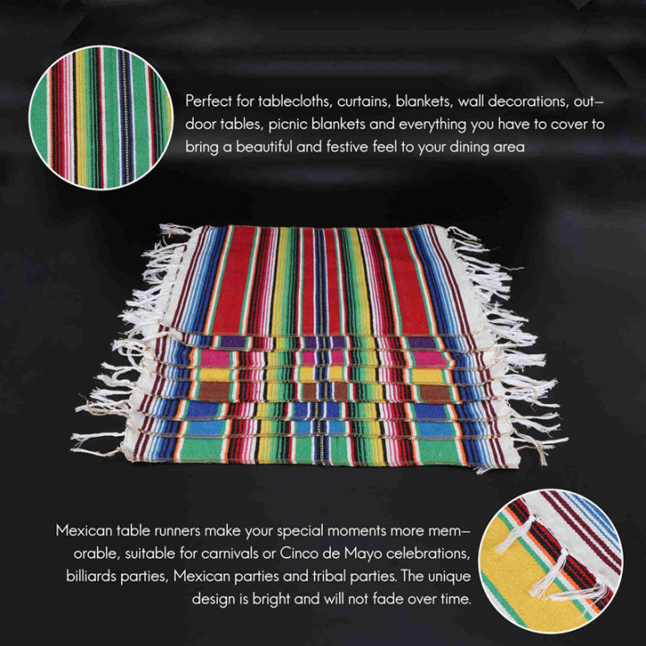 mexican-table-place-mats-mexican-assorted-placemats-mexican-party-wedding-decorations-fringe-blanket-table-runner-12-x-16-inch-random-color-placemats