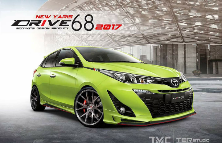 สเกิร์ตข้าง-สเกิร์ตข้างรถยนต์-yaris-2017-2021-5ประตู-ทรงdrive-68-พลาสติกabs-งานดิบไม่ทำสี