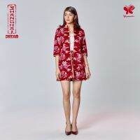 Woman Shanghai Dream Cotton Satin Long Jacket แจ็คเก็ตตัวยาวสำหรับผู้หญิง - ลายผีเสื้อ เนื้อผ้าคอตตอนซาติน * ผิวผ้าเงาเล็กน้อยจากการทอด้วยเทคนิคพิเศษ *