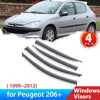 กระจกหน้ารถสำหรับ Peugeot 206 1999 ~ 2012 2001 2007 2010อุปกรณ์เสริม4x รถด้านข้าง Visor Deflectors Awing Trim Sun Rain คิ้ว