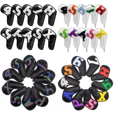 ۩☃ 10pcs Set Golf Iron Club Head Cover Sport Accessories Wedges Covers 4-9 ASPX Gradients Number Ball Rod Head Protective Case
