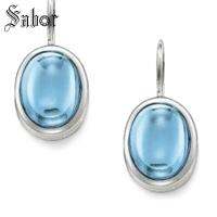 Blue Oval Opal Swan Neck Drop Earrings 2020 New Fashion Jewelry Classic silver color Gift For Women thomas