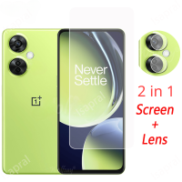 (2-In-1) ปกป้องหน้าจอสำหรับใส OnePlus Nord CE 3 Lite 5G ฟิล์มกระจกเทมเปอร์และเลนส์กล้องถ่ายรูปป้องกันรอยขีดข่วนกันน้ำ (ด้านหน้า + ฟิล์มเลนส์)