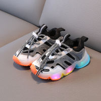 Infant Led Sports Shoes 1-6 Years Boys Girls Luminous Sneakers Children Glowing Running Shoes Baby Toddler Light Up Shoes Black