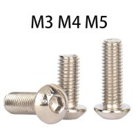 Grade 10.9 Nickel Plated Round Pan Head Hexagon Socket Screw Bolt M3 M4 M5 Hexagon Hex Socket Mushroom Head Allen Bolt Screw Nails Screws  Fasteners