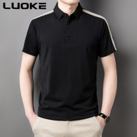 Luoke เสื้อยืดเสื้อแขนสั้นสำหรับหน้าร้อนธุรกิจสำหรับผู้ชาย,เสื้อโปโลลำลองทรงหลวมโอเวอร์ไซส์