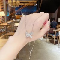 [COD] European and cross-border fashion bow zircon pendant 2023 new net red same style collarbone chain titanium steel necklace female