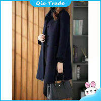 Women Overcoat Fashionable Double-sided Faux Cashmere Coat Solid Color Lapel Mid-length Style Coat✨