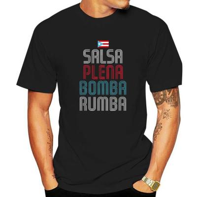 Puerto Rico Flag Music Tee Salsa Plena Bomba Rumba T-Shirt Cotton Printed On Tops T Shirt On Sale Men Top T-Shirts Fitness Tight