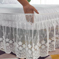 Top Selling Attractive Floret and Water Drop Pattern Trimmed Ruffle Lace Bed Skirts Wrap Around Strong Elastic 45cm Height