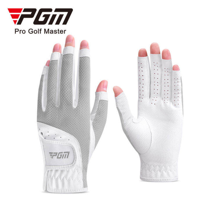 champkey-ถุงมือกอล์ฟสำหรับผู้หญิง-pgm-แบบเปิดนิ้ว-1-คู่-st032-golf-gloves-pgm-for-women-สีฟ้า-สีเทา-สีชมพู