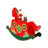 Christmas Rocking Horse Music Box Decorations Christmas Creative Wooden Crafts Decor for Christmas Holiday Home Ornament