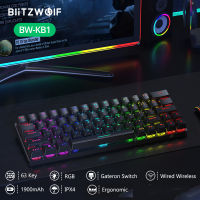 BlitzWolf BW-KB1คีย์บอร์ดไร้สายบลูทูธที่รองรับ Gateron สวิตช์สีดำ RGB 63คีย์เค้าโครง NKRO Type-C การเล่นเกมกล