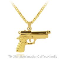 【LZ】▼  Wholesale Fashion Mens Boys Necklaces Hand Pistol Gun Pendant Necklace Men Biker Black Gold-color Hip Hop Colar Jewelry