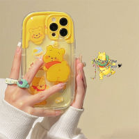 เคส RouJiang สำหรับ IPhone 15 14 13 12 11 Pro Max X XR Xs Max 8 7 6S Plus SE 2020การ์ตูนน่ารัก Winnie Pooh พร้อมกรอบป้องกันกล้องเคสโทรศัพท์ฝาครอบ TPU แบบนิ่ม