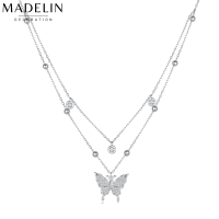 Madelin Necklace S925 Platinum สร้อยคอเงินแท้ชุบทองคำขาว สร้อยคอผีเสื้อ สร้อยคอโซ่สองชั้น สร้อยคอเพชร สร้อยคอหรูหรา