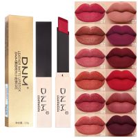 DNM ลิปสติก12สีกันน้ำติดทนนาน,ลิปกลอสกำมะหยี่แต่งหน้า24ชั่วโมง