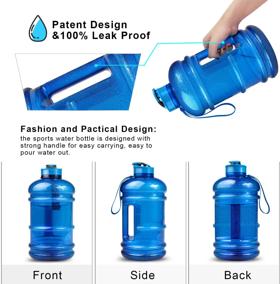 Large Capacity Sports Drinking Water Bottle Jug with Handle, Leak Proof for Gym Bodybuilding Hiking Workout Office Home Gallon 2.2 Liters 75 oz 2