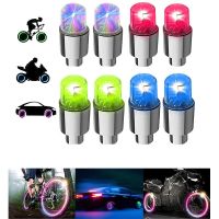 4Pcs LED Wheel Lights -Bike Tire Valve Stem Neon Light Bulb for Car Motorcycle Bicycle Tyre Dust Cap Waterproof Flash Stems Caps