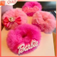 QIAO ตุ๊กตาผ้าพลัฌ ตุ๊กตาบาร์บี้ scrunchie แฟชั่นสำหรับผู้หญิง สีทึบทึบ เชือกรัดผม ที่มัดผม หางม้าหางม้า ยางรัดผม สำหรับผู้หญิง