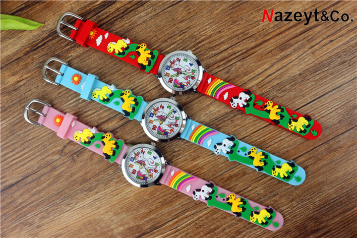 2021kids-cartoon-quartz-watch-kids-cute-animal-unicorn-3d-silica-gel-luminous-pointer-wrist-watch