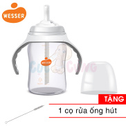 Bình uống nước Wesser có ống hút nhựa PP 260ml phiên bản mới Tặng 1 cọ rửa